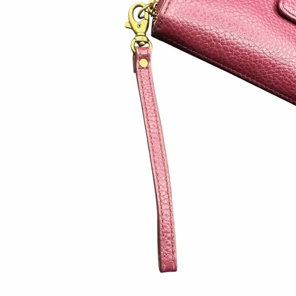 Fossil Leather Zip Around Wristlet Wallet Burgundy RFID